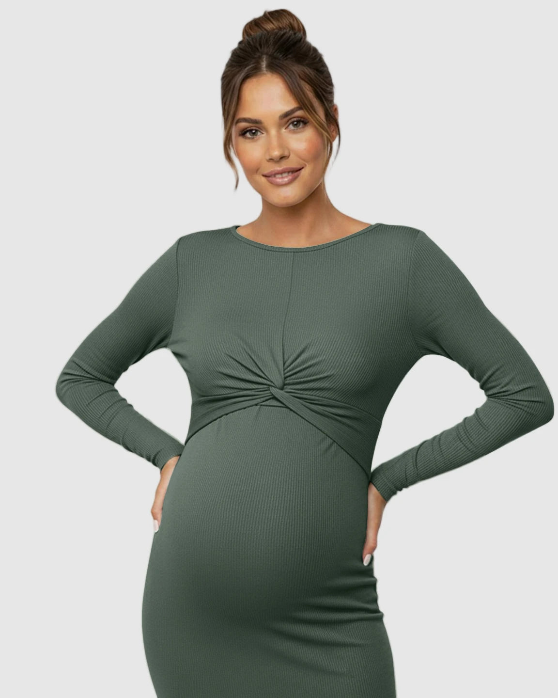 Twist-Front Bodycon Maternity Short Dress