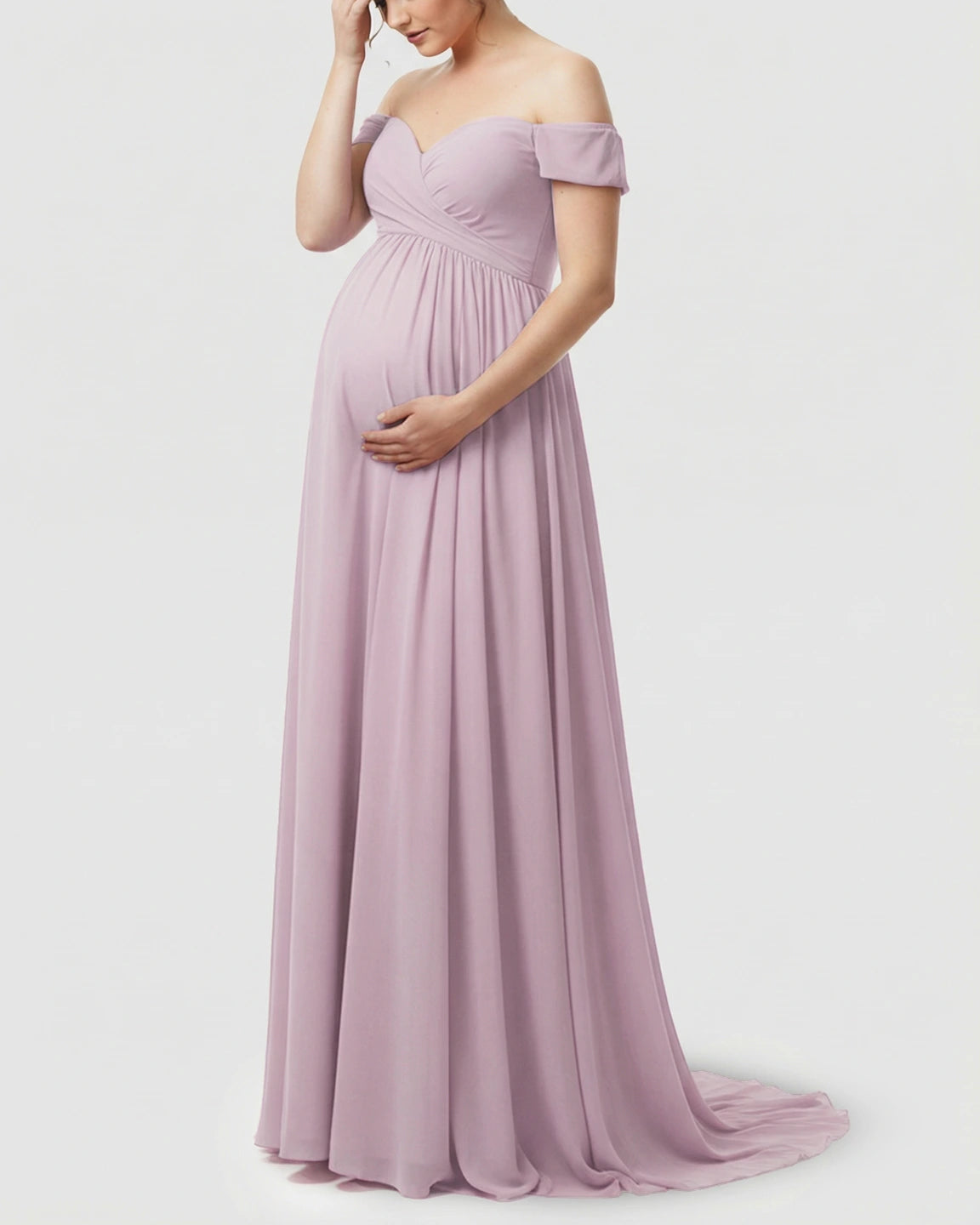 Off-Shoulder Dreamy Maternity Photography Gown