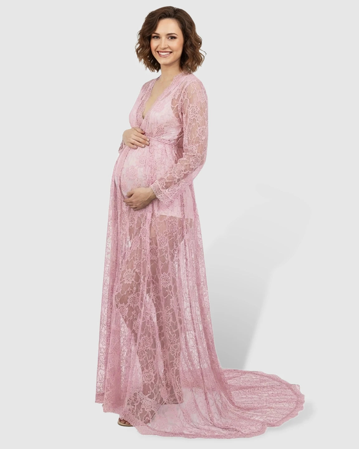 Floral Lace Romantic Maternity Photoshoot Maxi Dress