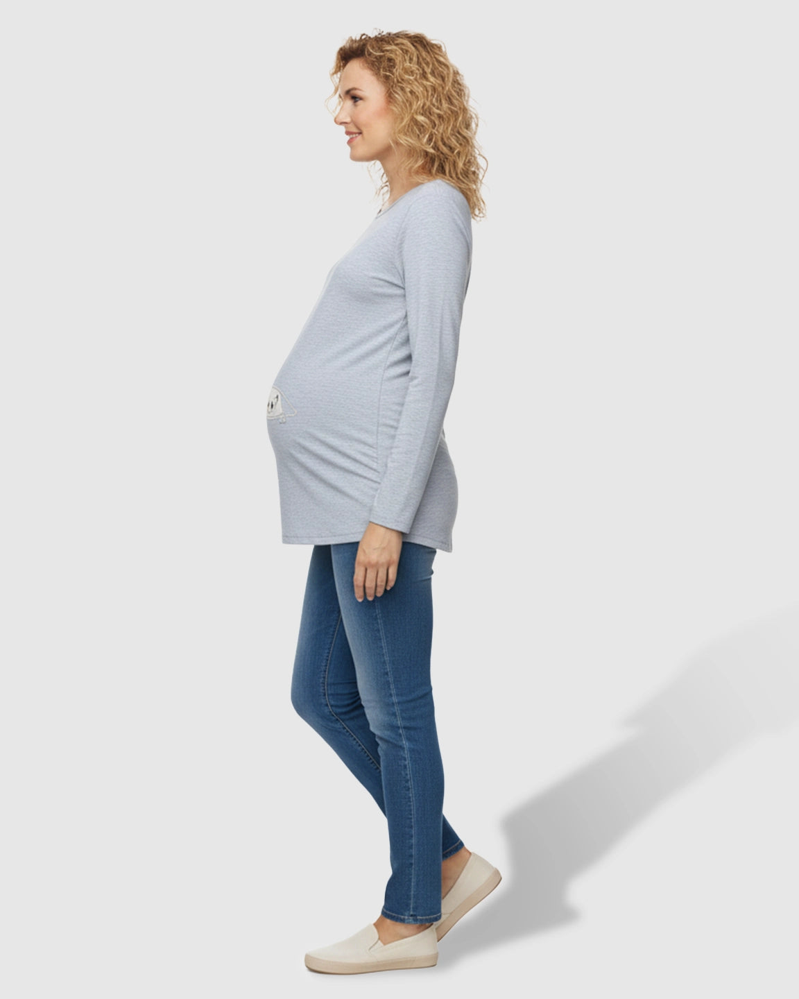 Slim Fit Side Ruched Long Sleeve Maternity Top