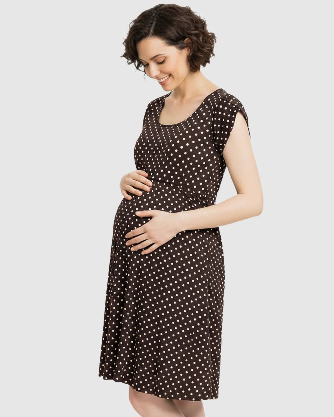 Easy Nursing Access Polka Dot Maternity Dress