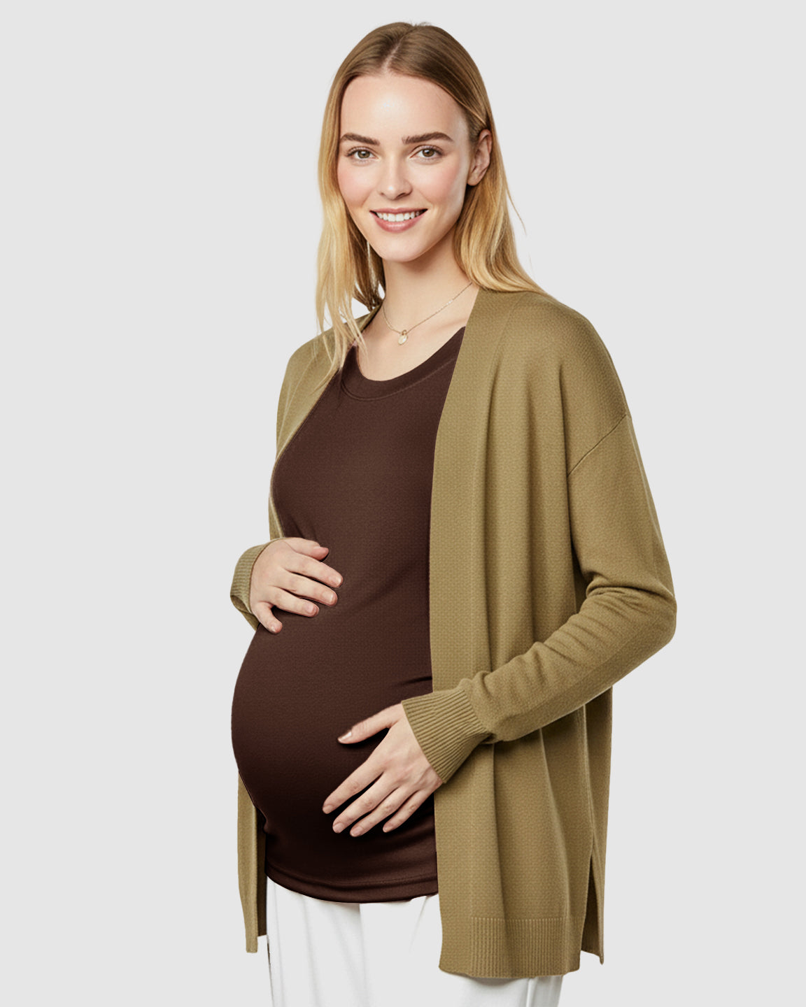 Round Neck Long Sleeve Thermal Maternity Top