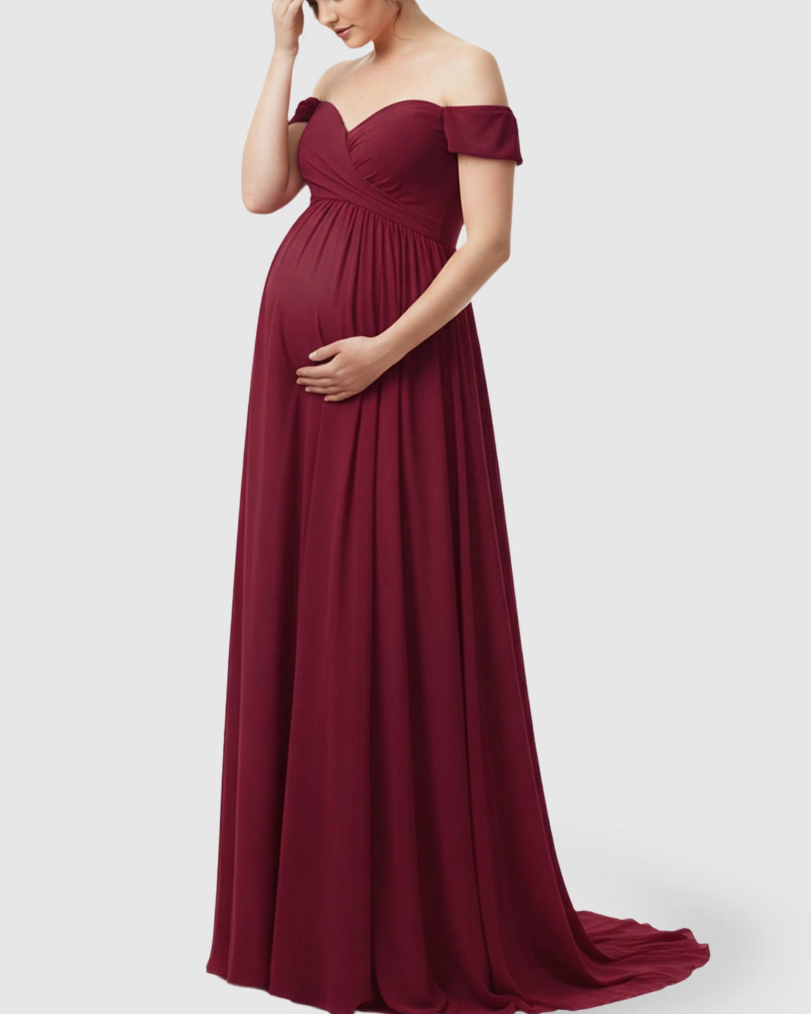 Off-Shoulder Dreamy Maternity Photography Gown