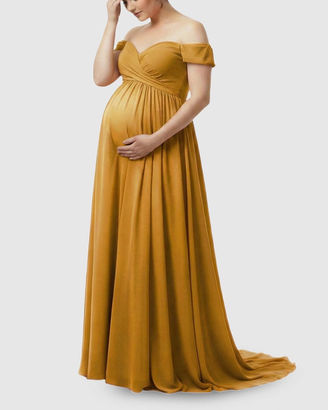 Off-Shoulder Dreamy Maternity Photography Gown