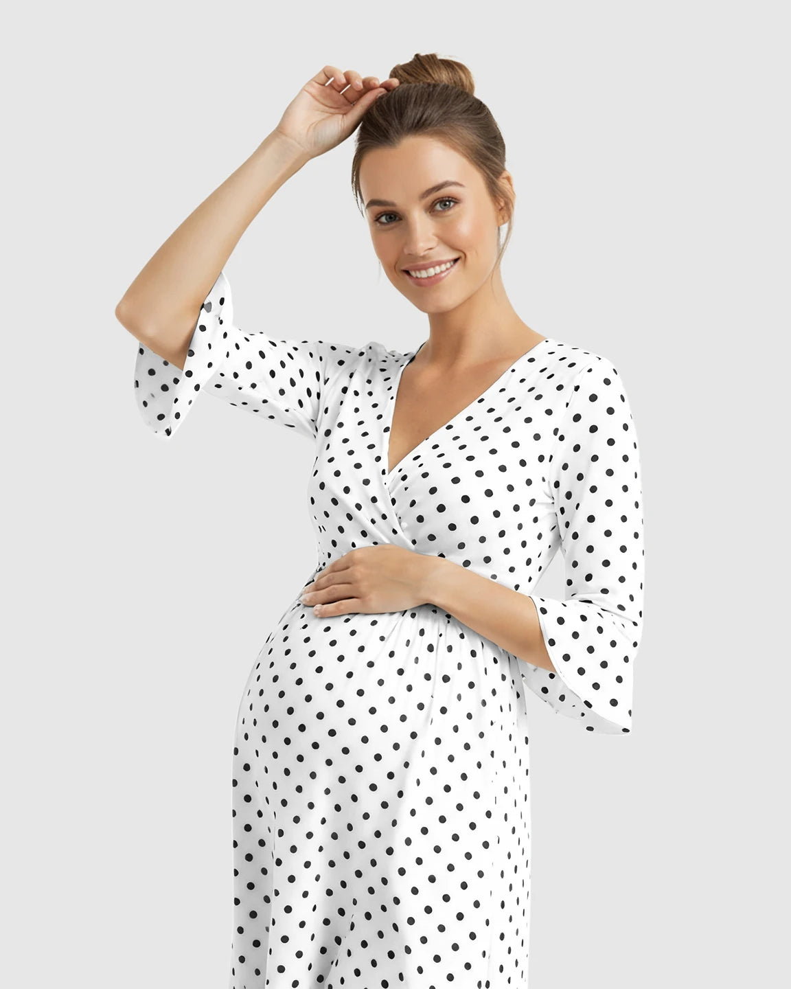 Polka Dot Empire Waist Maternity Short Dress