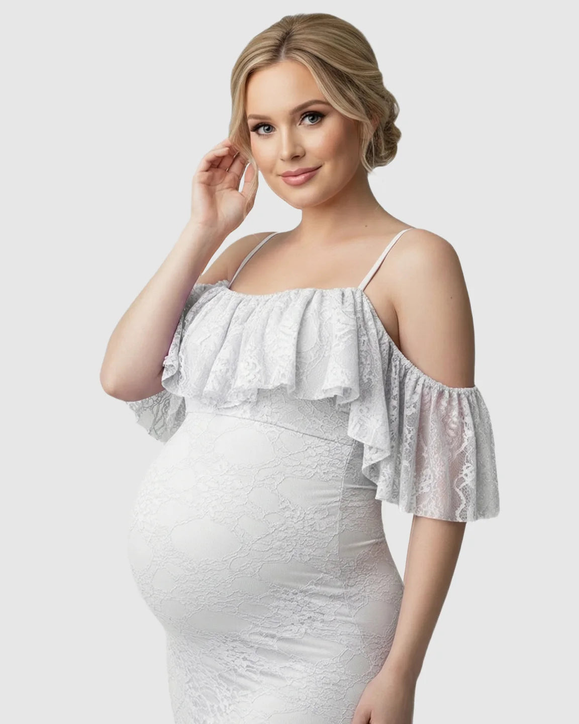 Off-Shoulder Lace Mermaid Maternity Gown