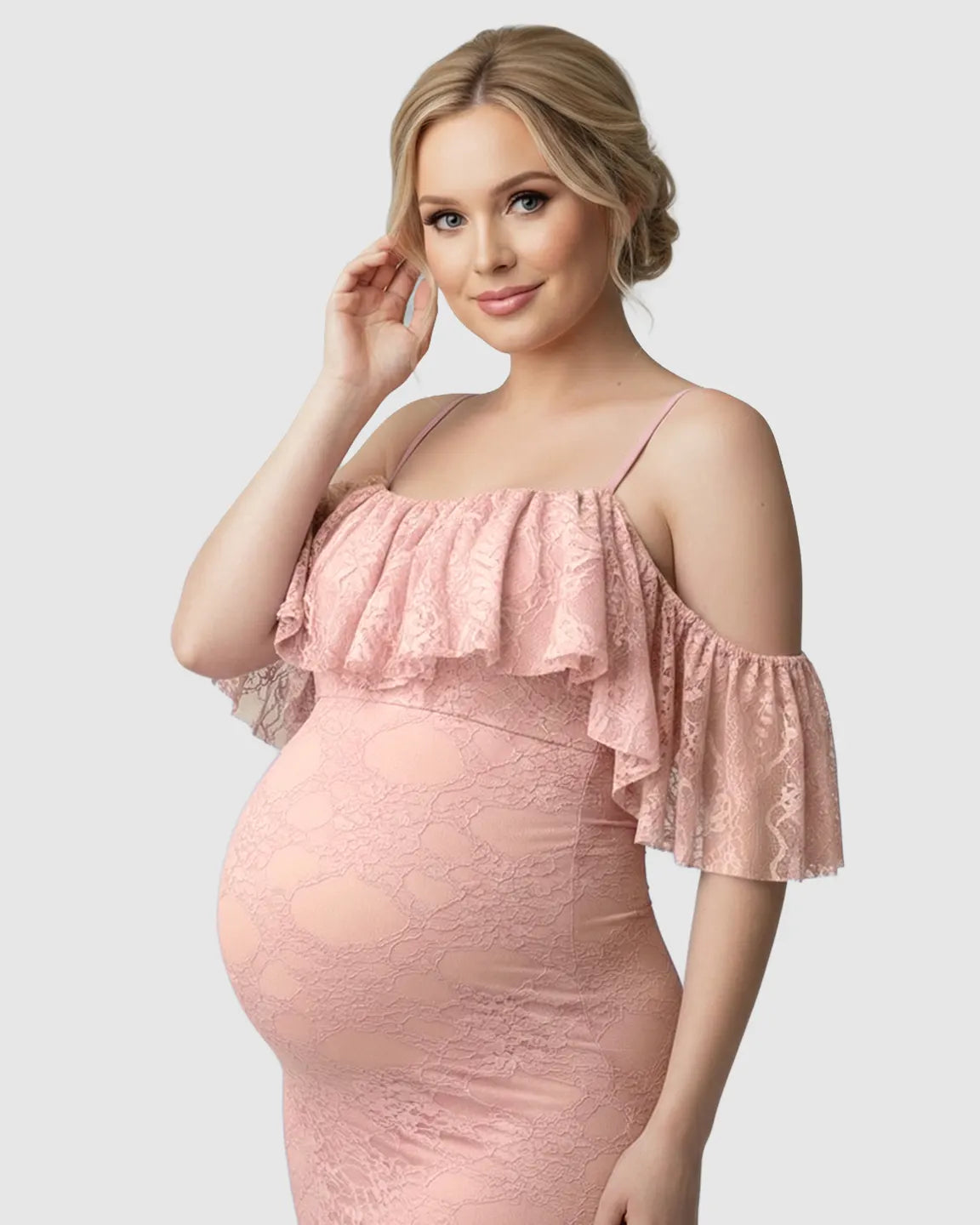 Off-Shoulder Lace Mermaid Maternity Gown
