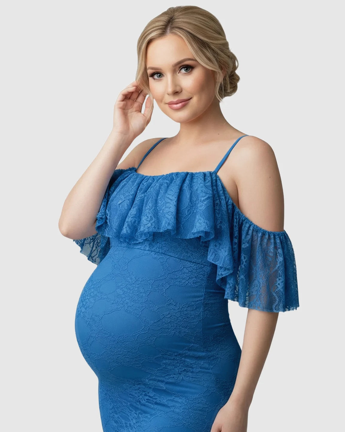 Off-Shoulder Lace Mermaid Maternity Gown
