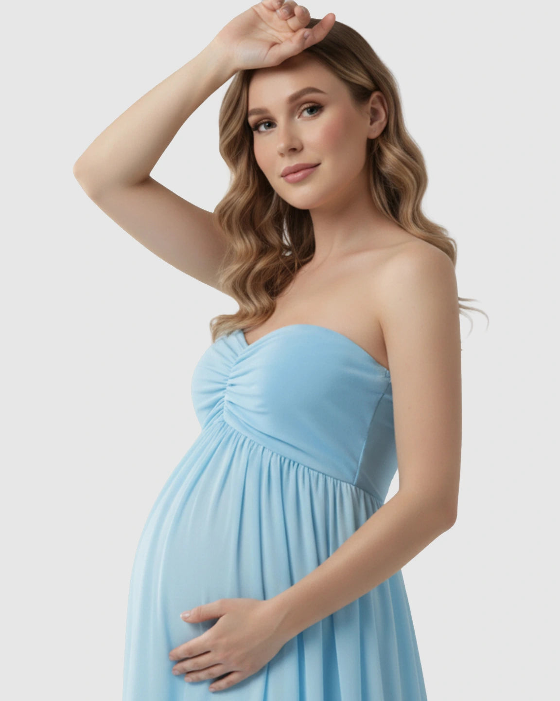 Strapless Chiffon Train Maternity Gown