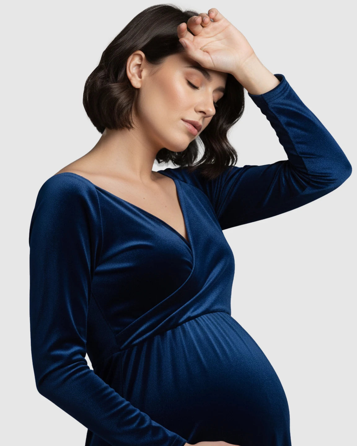 Off-Shoulder Velvet Maternity Gown