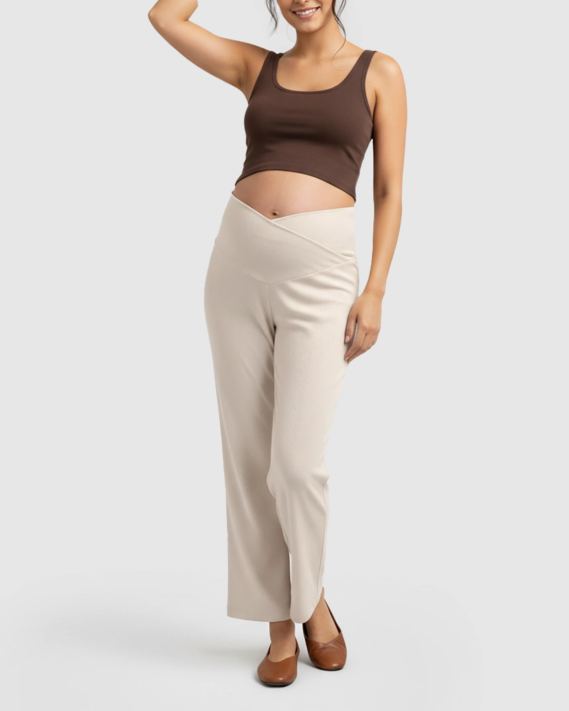 High-Waisted Wide-Leg Tailored Maternity Pants