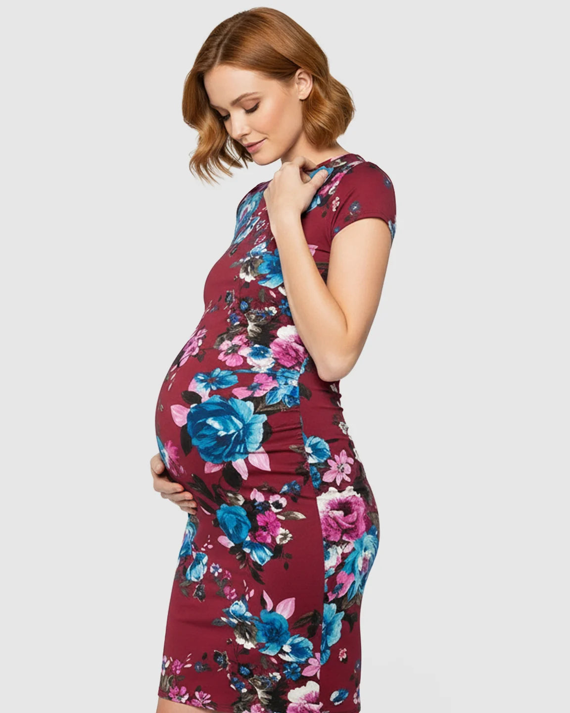 Side Ruched Bodycon Maternity Dress