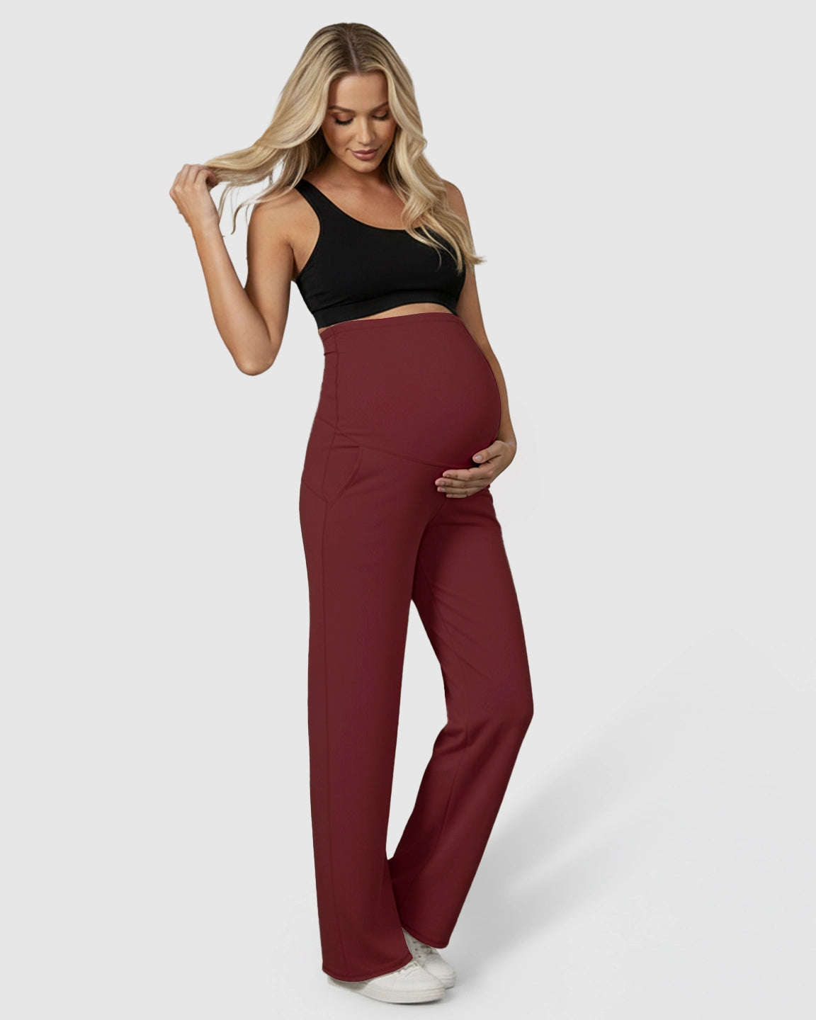 High-Waist Straight-Leg Maternity Pants