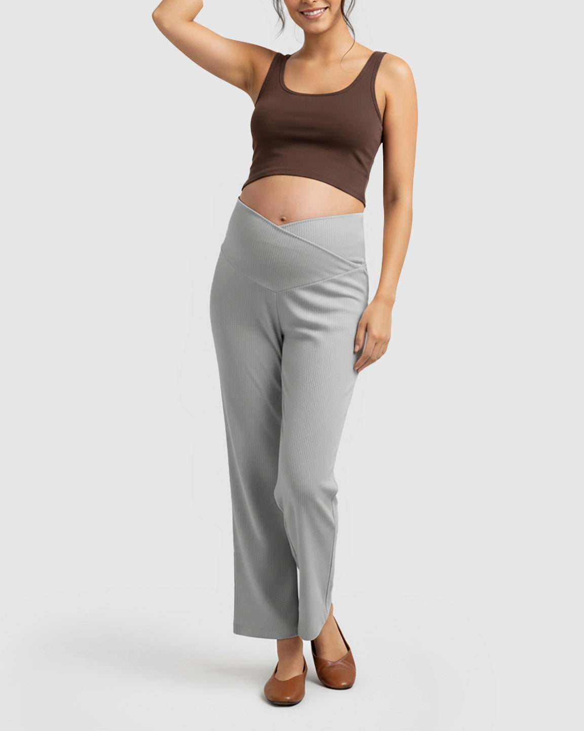 High-Waisted Wide-Leg Tailored Maternity Pants
