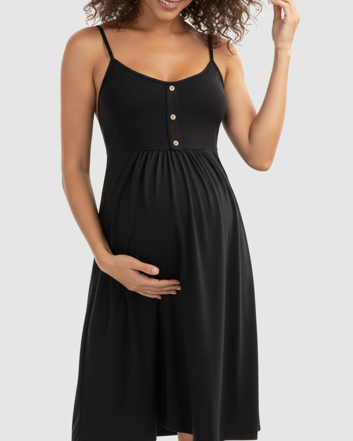 Thin-Strap A-Line Maternity Midi Dress