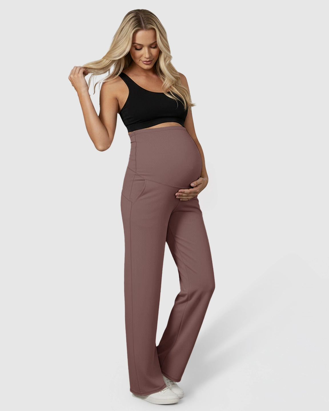 High-Waist Straight-Leg Maternity Pants