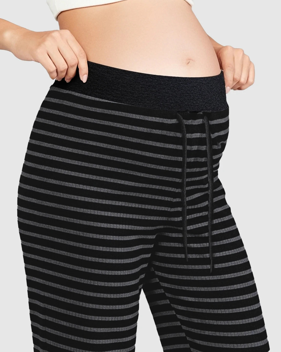 Striped Knitted Wide-Leg Maternity Pants
