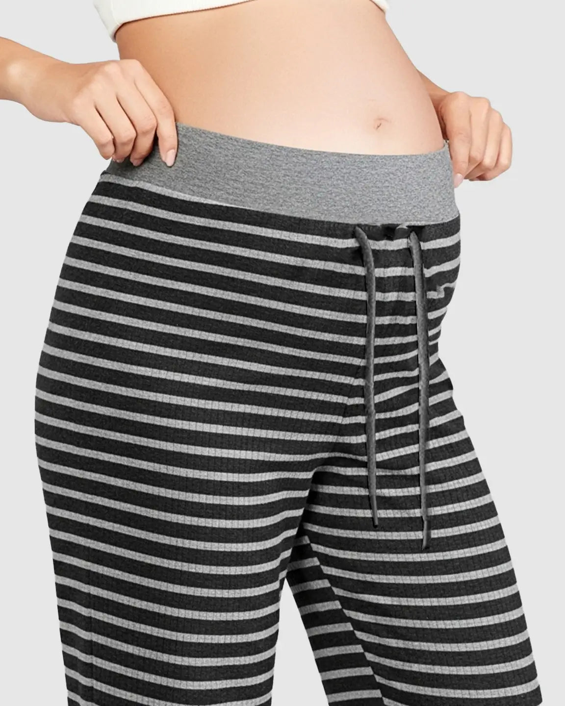 Striped Knitted Wide-Leg Maternity Pants