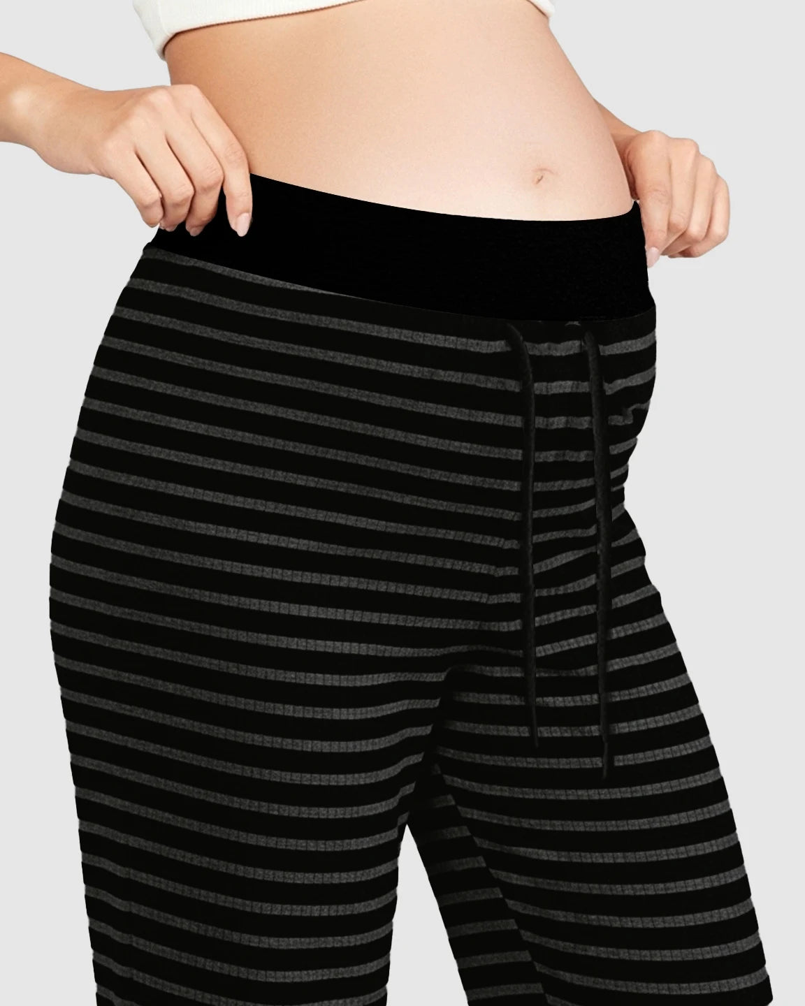 Striped Knitted Wide-Leg Maternity Pants