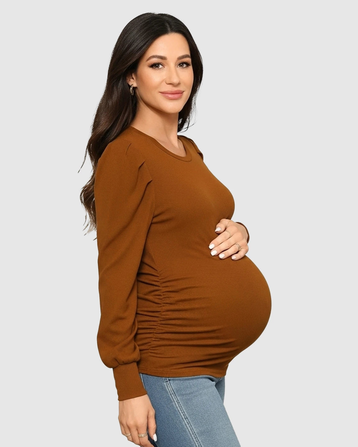 Long-Sleeve Ruched Maternity Top