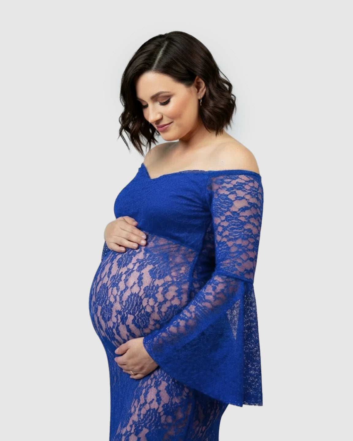 Bell Lace Sleeve Trailing Maternity Gown