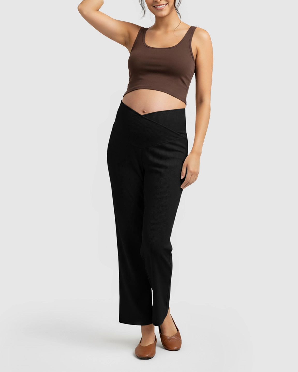 High-Waisted Wide-Leg Tailored Maternity Pants