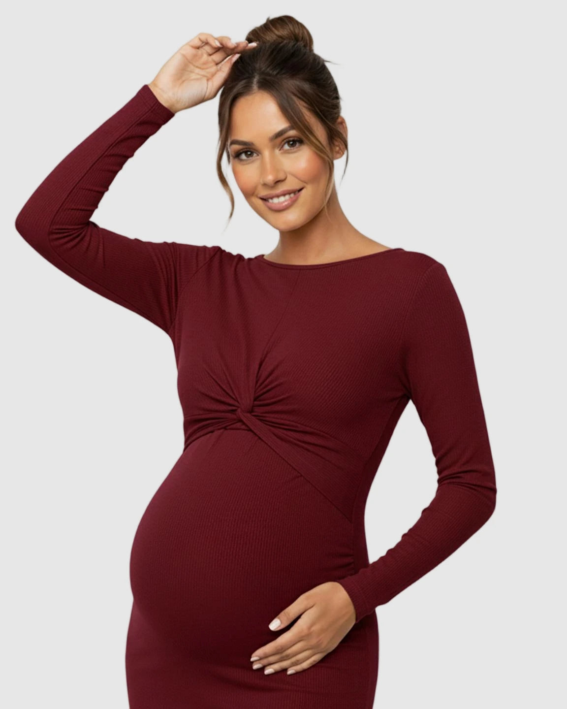 Twist-Front Bodycon Maternity Short Dress