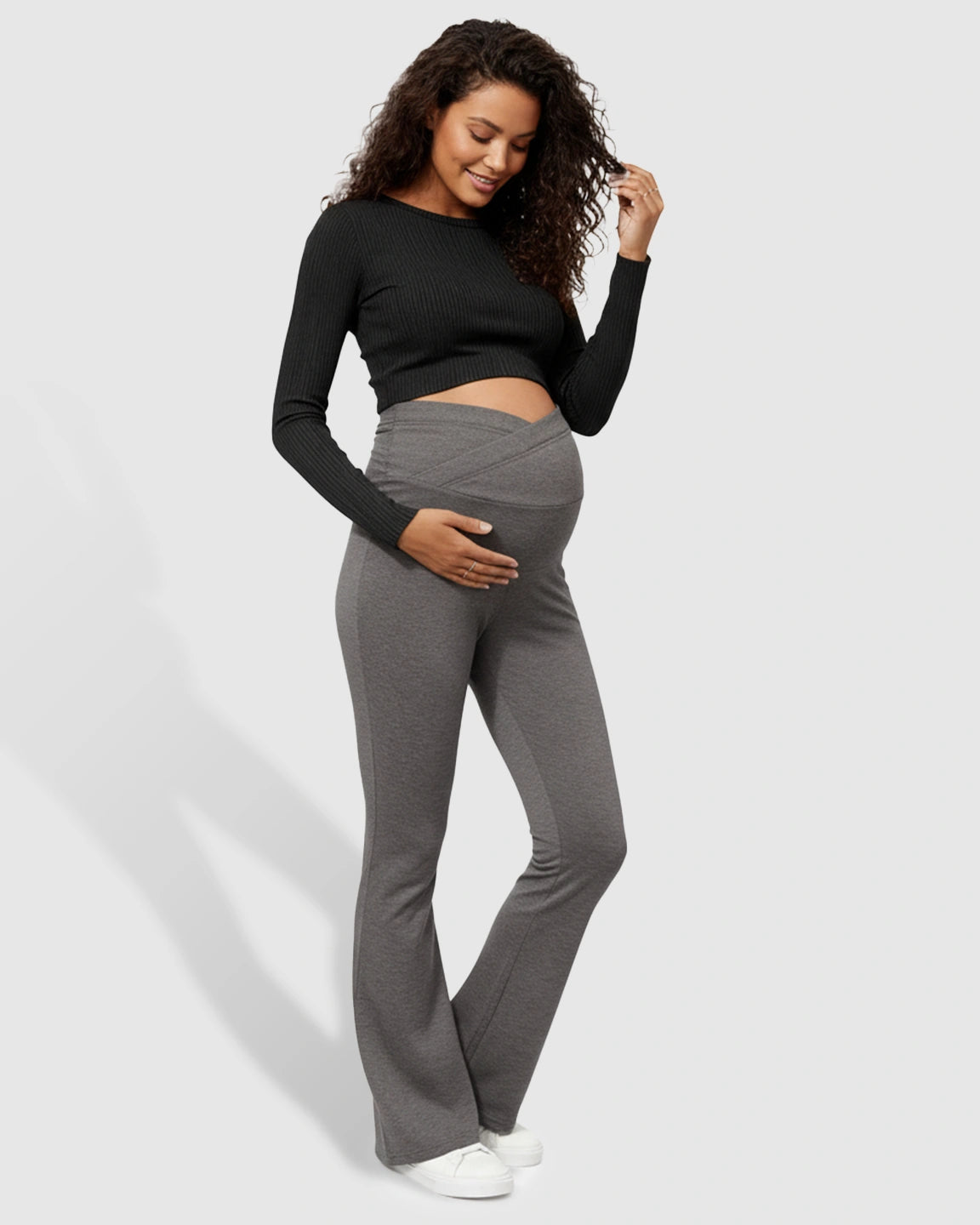Crossed Waistband Flared Maternity Pants