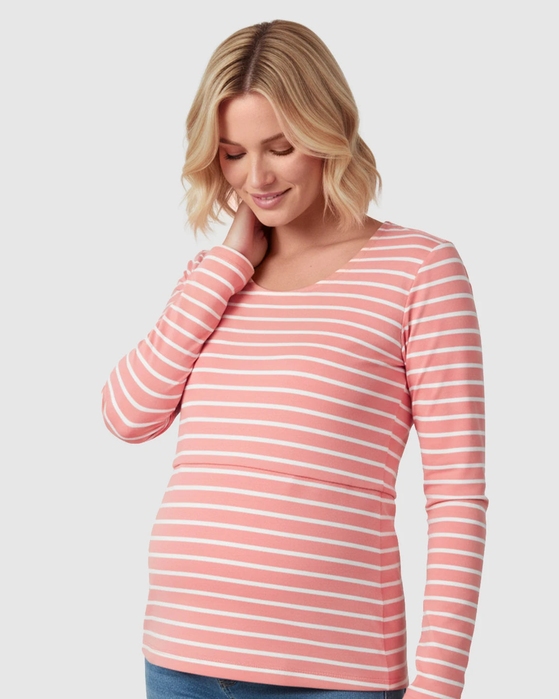 Round Neck Overlap Panel Maternity & Nursing Top
