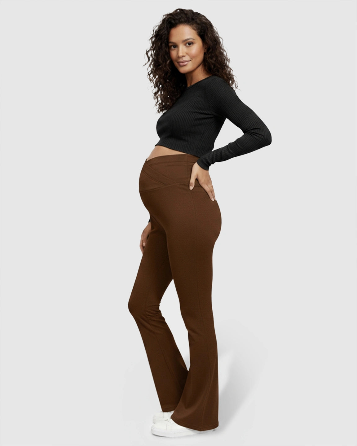Crossed Waistband Flared Maternity Pants