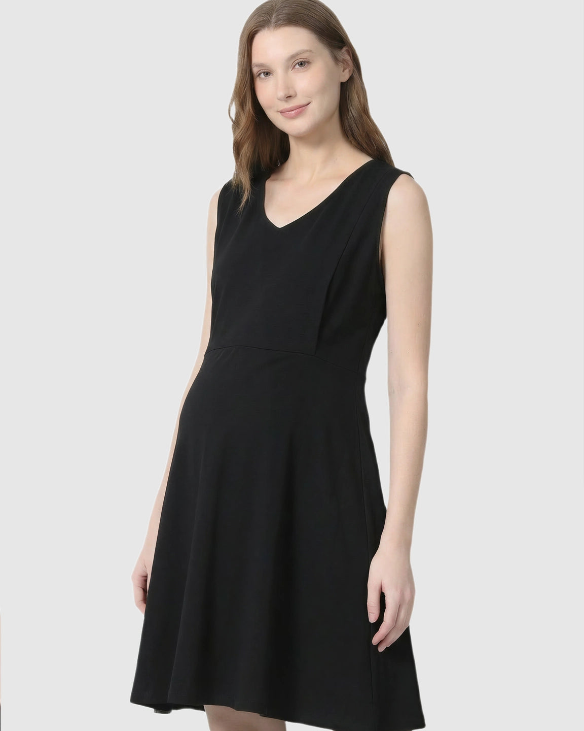 Zip-Up Nursing Access Minimalist Maternity Mini Dress