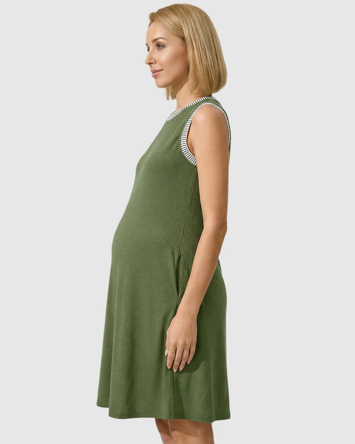 Sleeveless Mid-Waist Umbrella Skirt Maternity Dress
