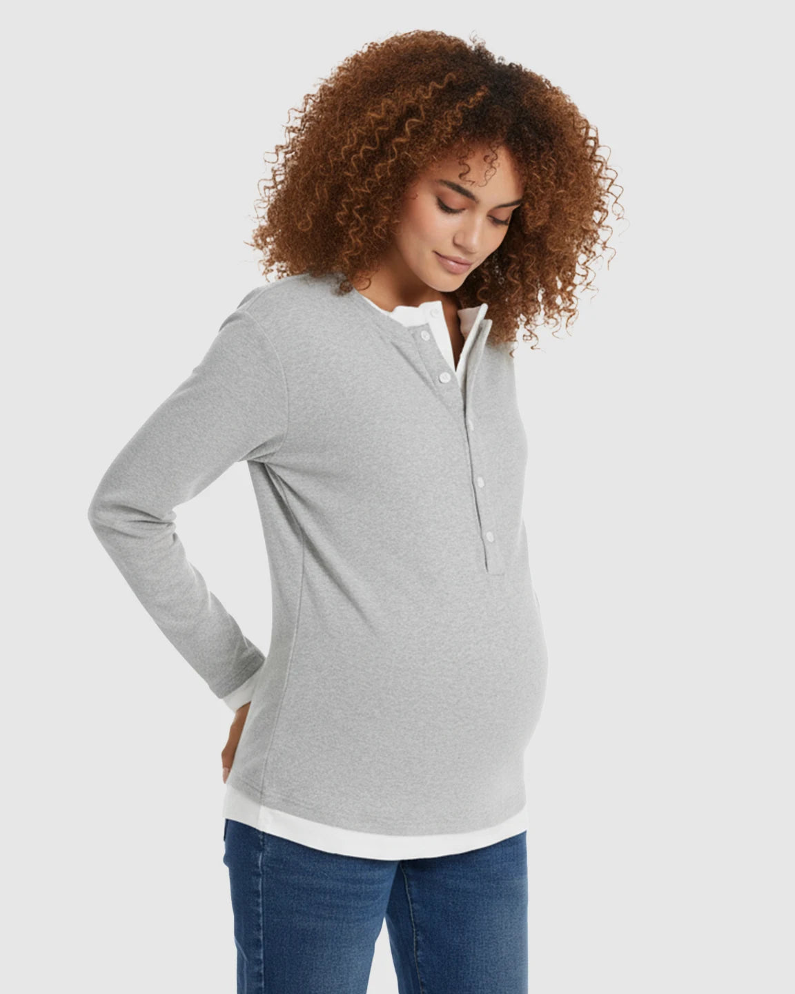 Button-Front Henley Maternity Top