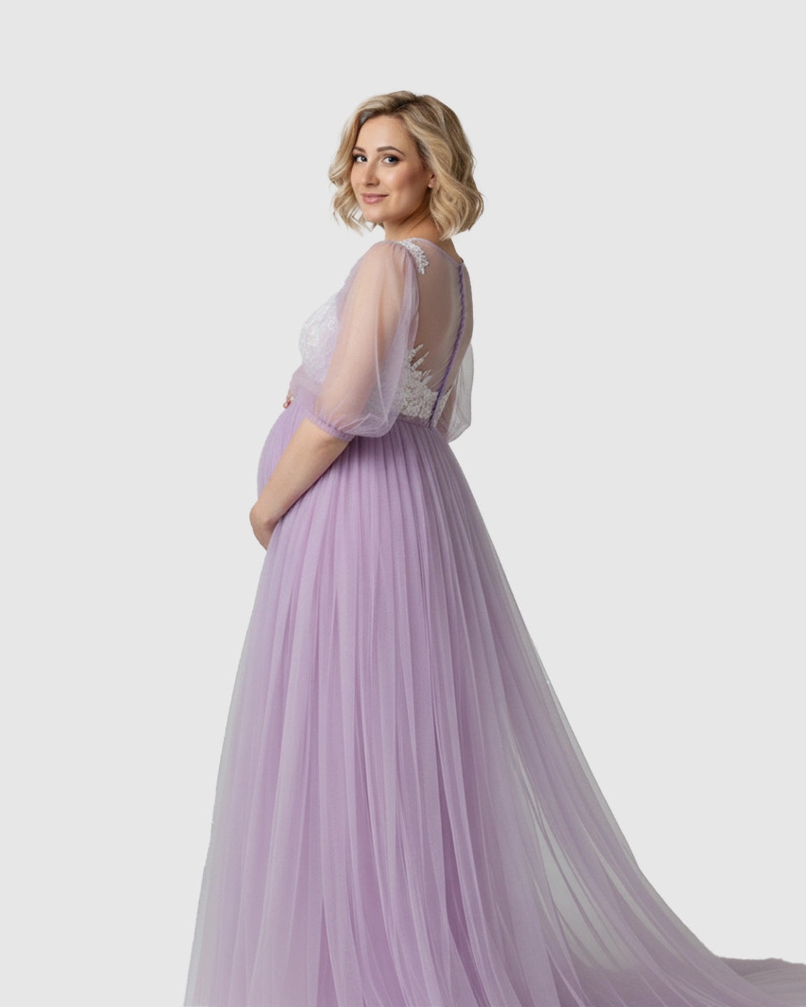 Tulle Lace Swing Trail Maternity Photoshoot Dress