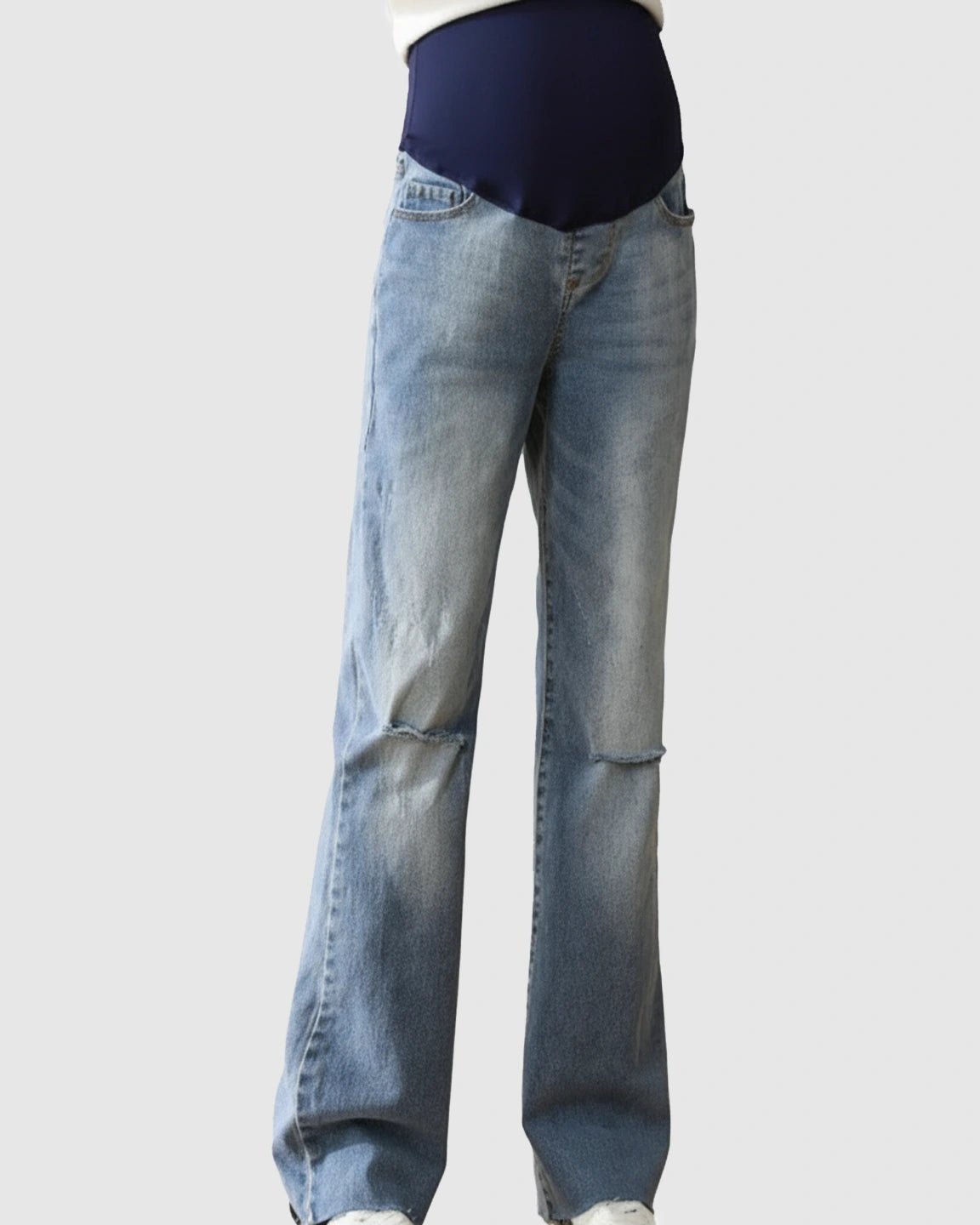 Knee-Ripped Retro Maternity Jeans