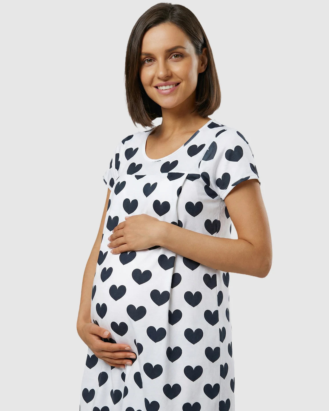 Pure Cotton Heart Print Maternity Nursing Dress