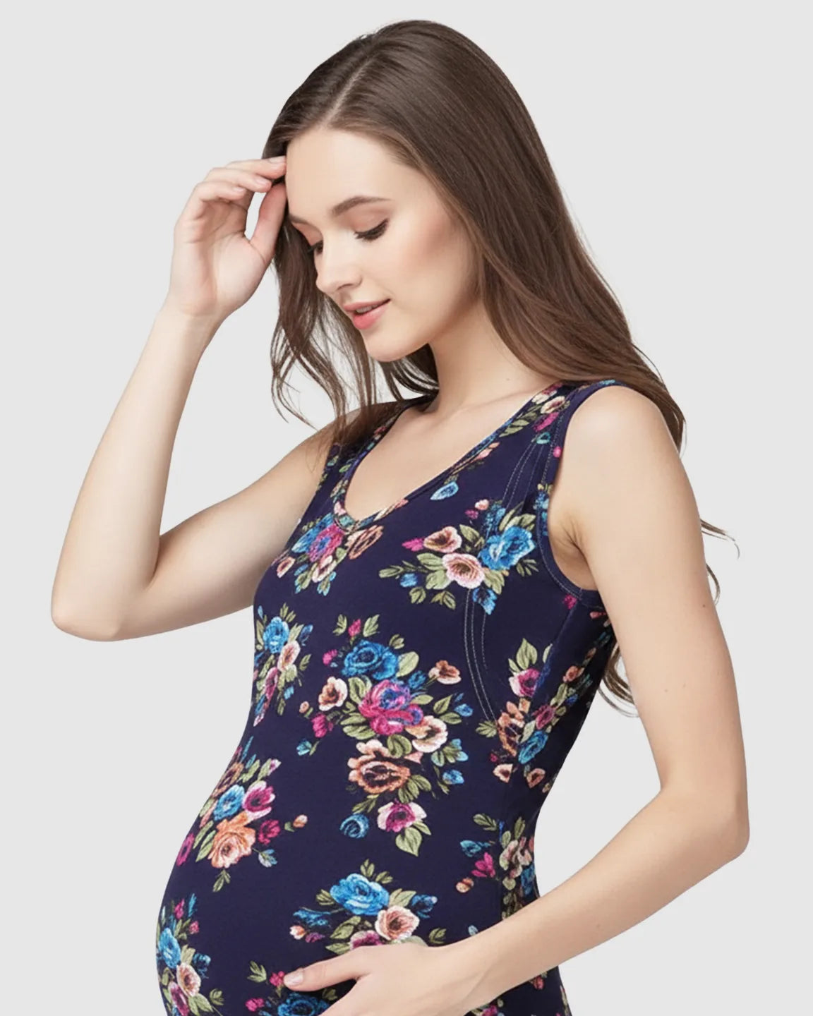 Floral Print Modal Stretch Nursing & Maternity Dress