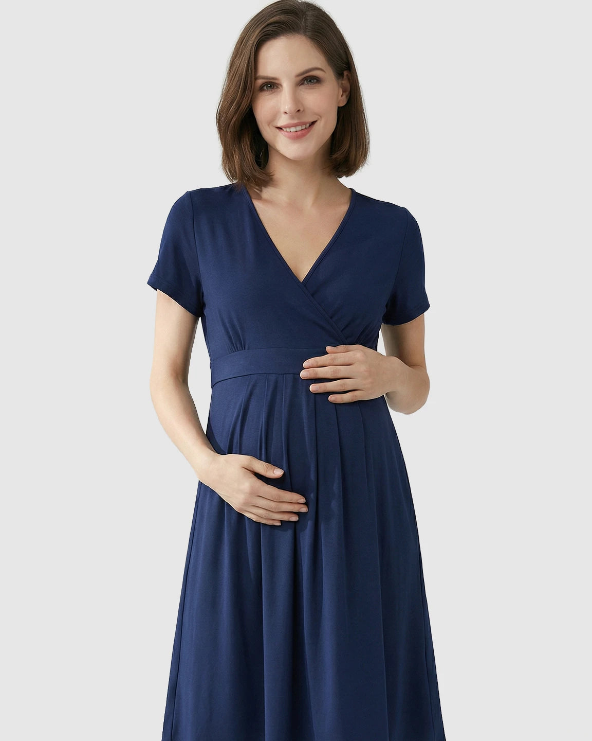 V-Neck A-Line Maternity & Nursing Dress
