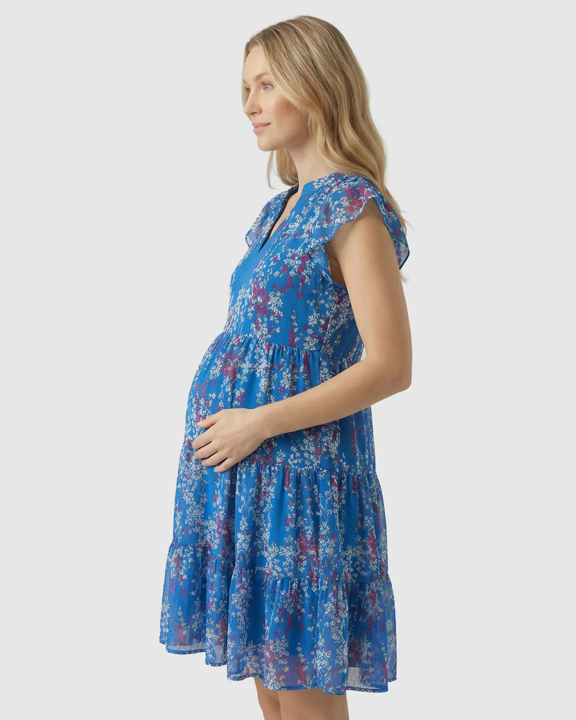Floral V-neck A-Line Maternity Dress
