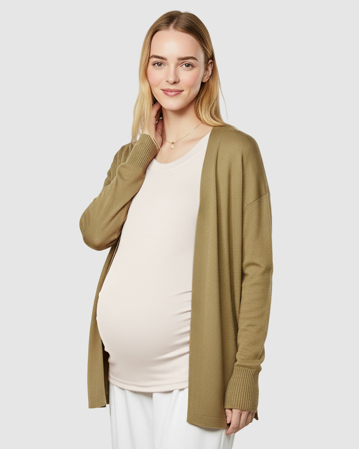 Round Neck Long Sleeve Thermal Maternity Top