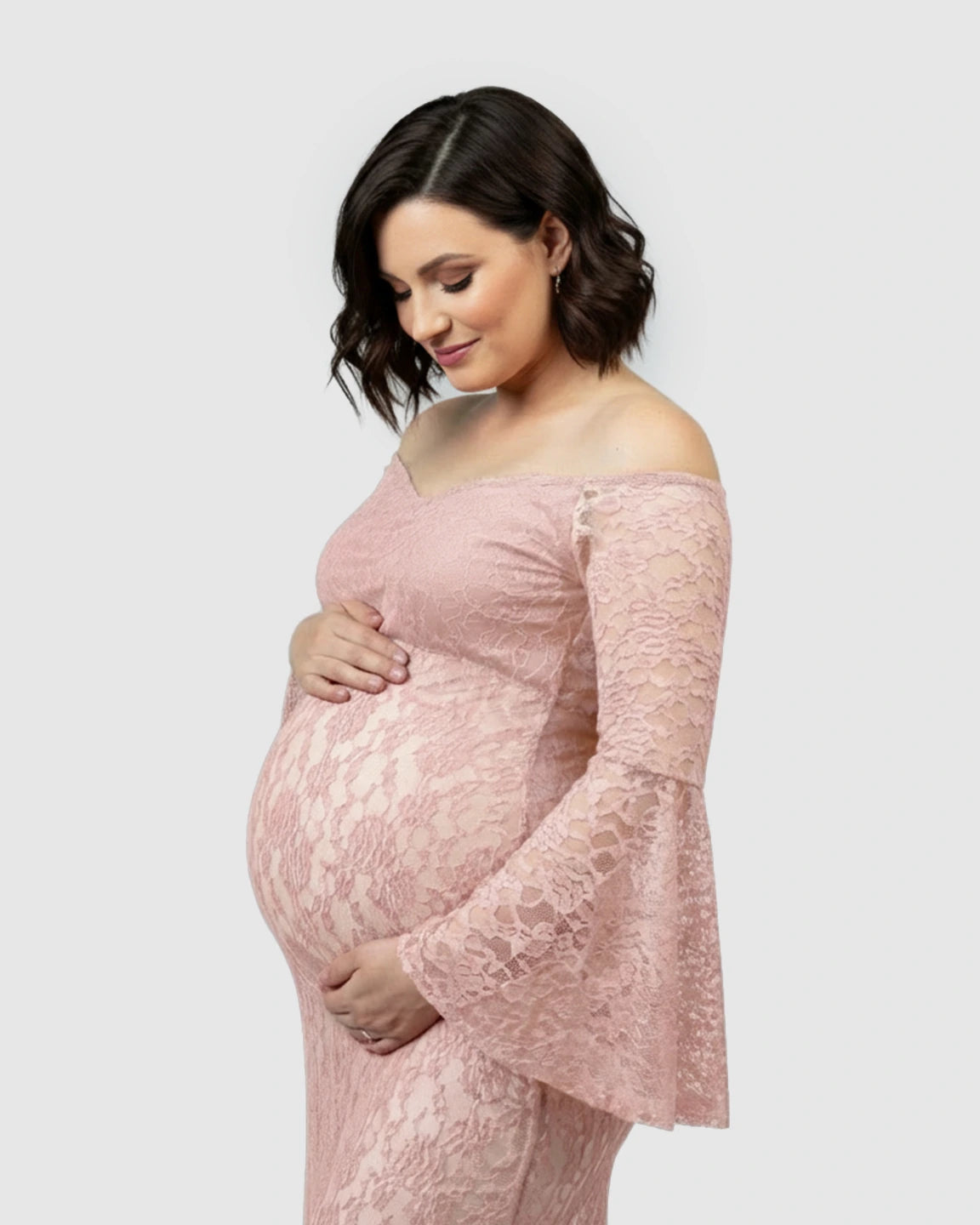 Bell Lace Sleeve Trailing Maternity Gown