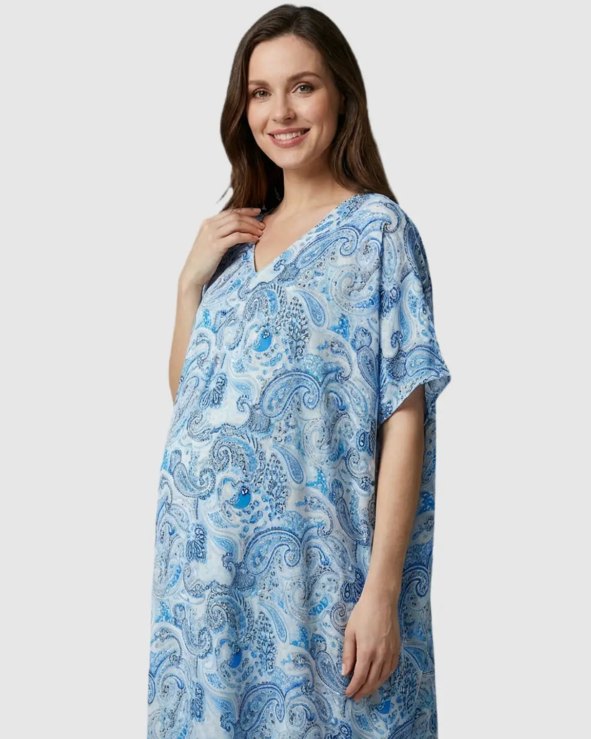 Lightweight Floral-Print Maternity Kaftan Dress