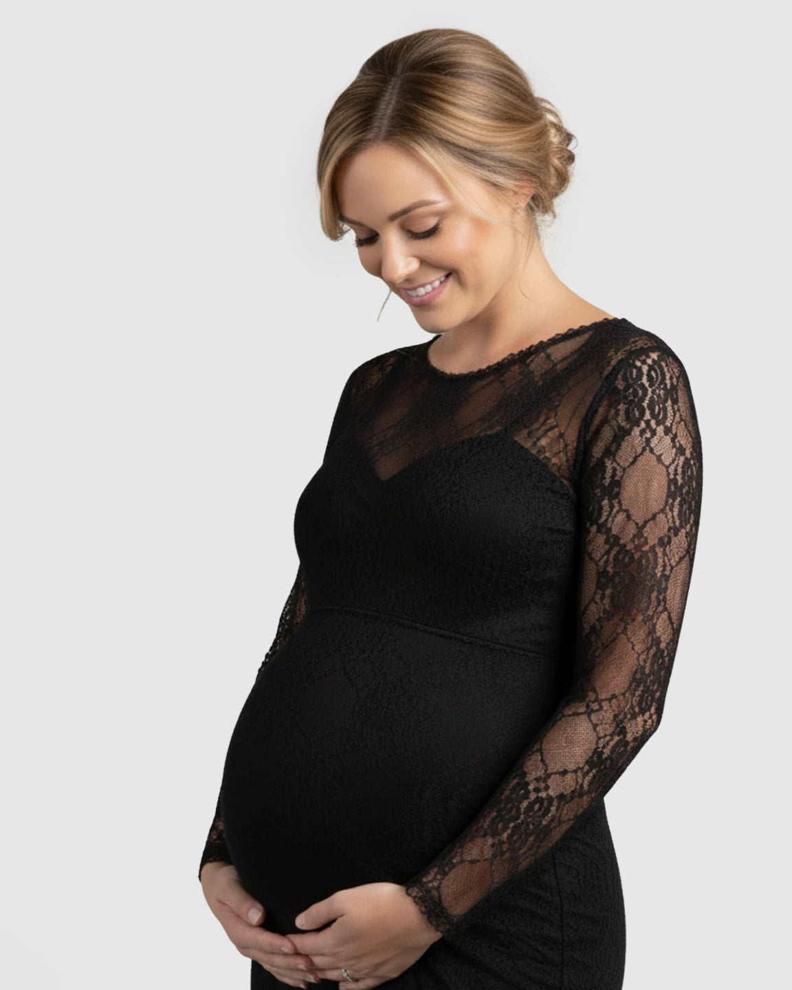 Sheer Lace Trumpet Maternity Photoshoot Gown