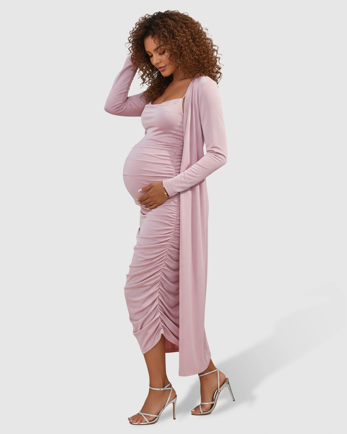 Side Ruched Slip Two Piece Maternity Set