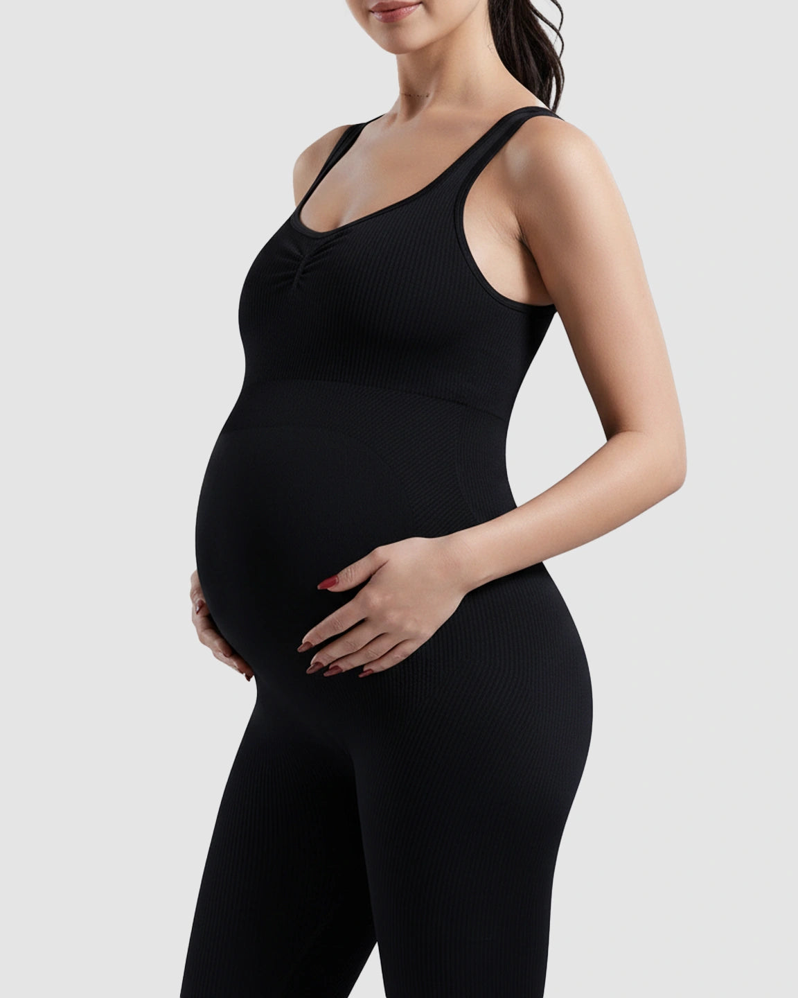 High-Waisted Stretch One-Piece Maternity Bodysuit