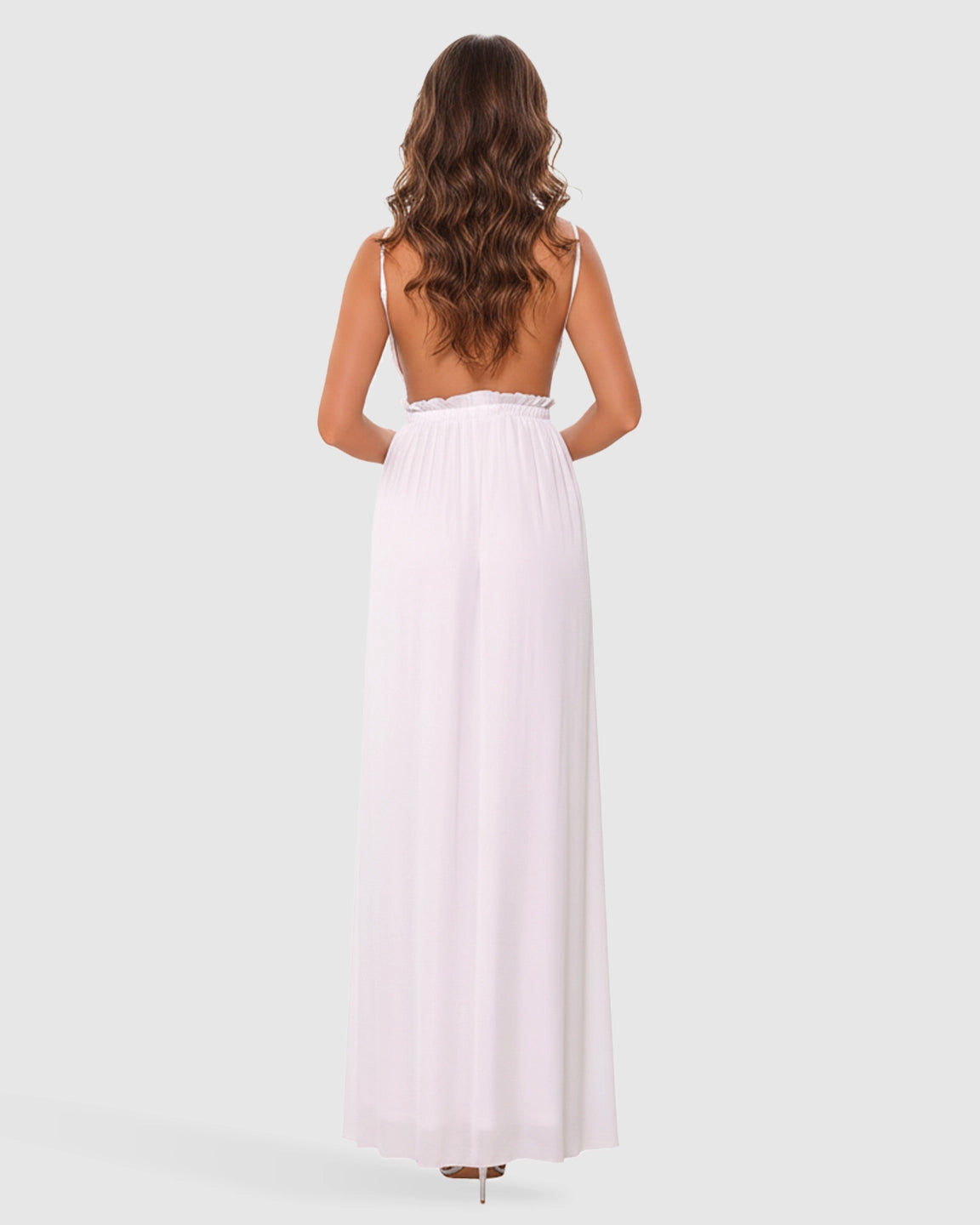 Deep V-Neck Lace Bodice Stylish Maternity Photoshoot Dress