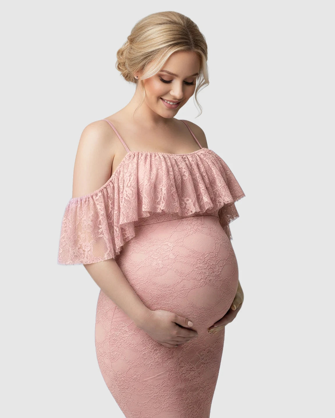 Off-Shoulder Lace Mermaid Maternity Gown