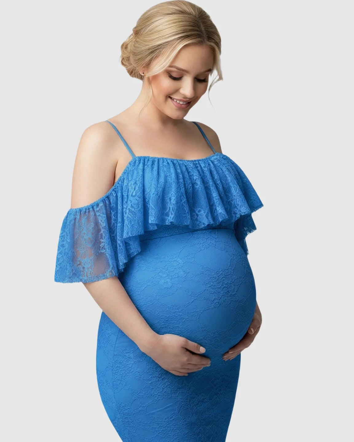 Off-Shoulder Lace Mermaid Maternity Gown