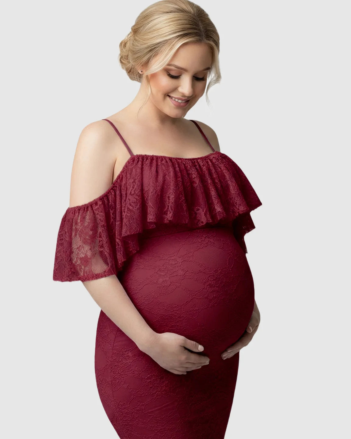 Off-Shoulder Lace Mermaid Maternity Gown
