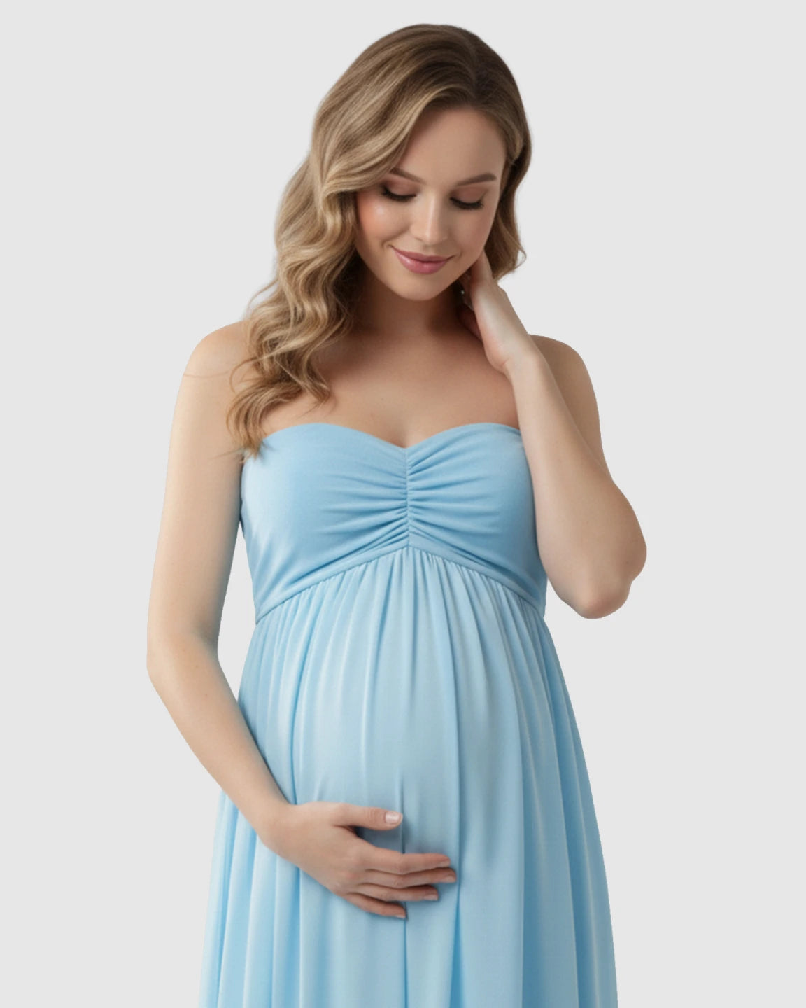 Strapless Chiffon Train Maternity Gown